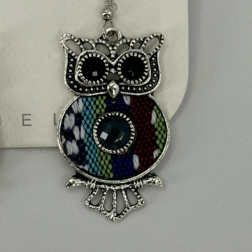 NEW Silver and Colorful Owl Earrings - Picture 5 of 7